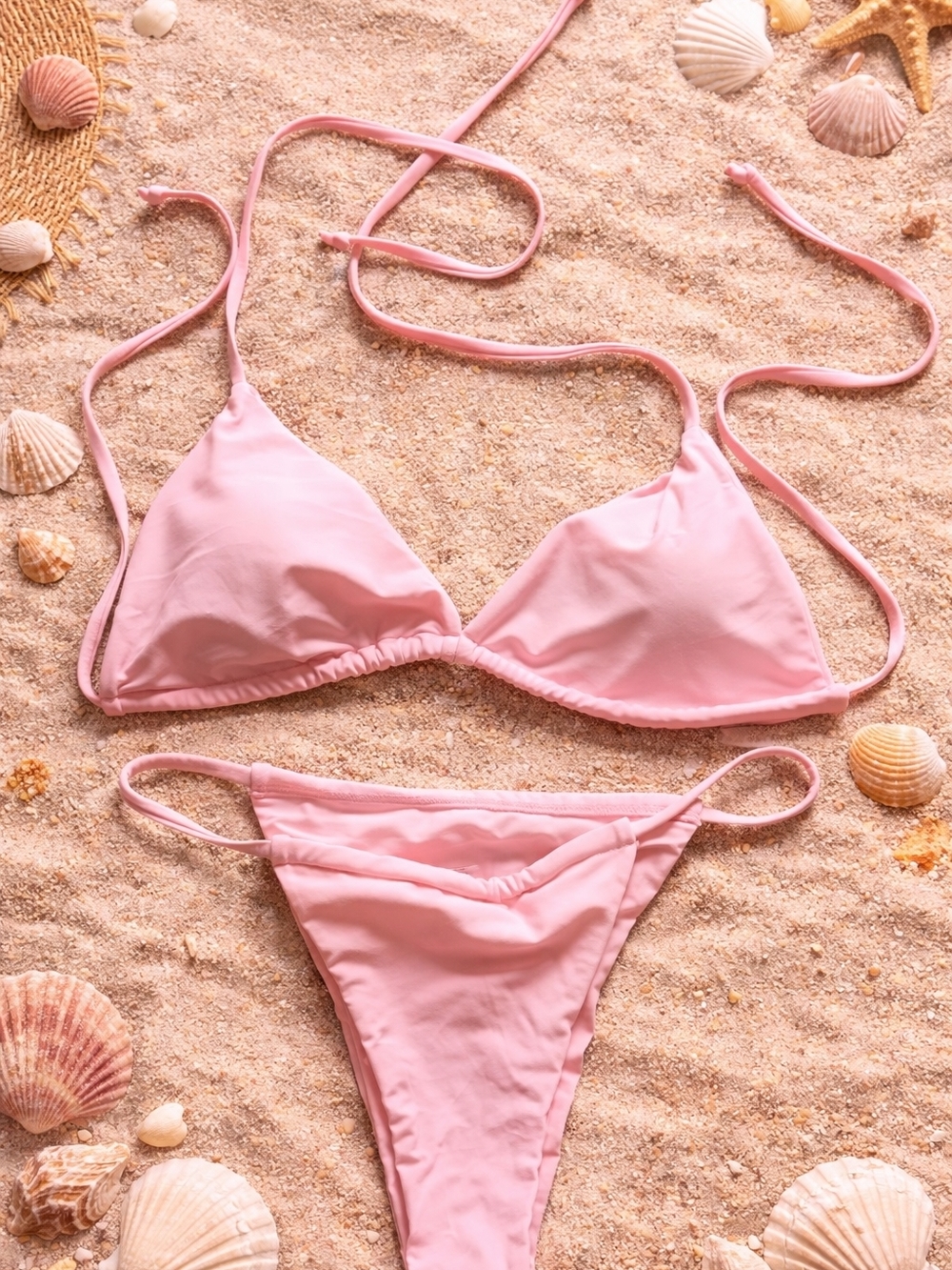 Women’s Pink Triangle String Bikini Set